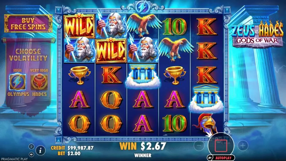 Zeus vs Hades RTP, volatiliteetti ja panoskoot